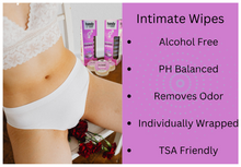 Load image into Gallery viewer, Feminine Wet Wipes, PH Balanced, Scented Pack of 20 Individually Sealed Pods, Alcohol Free, Hygiene Wipes, Travel Size.