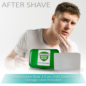 BarberUpp Alum Block, After Shave,100% Alum, Shaving Accessory, (3.5 oz / 100 grams) Storage Case Included,Styptic skin soothing Alum Green Blok.