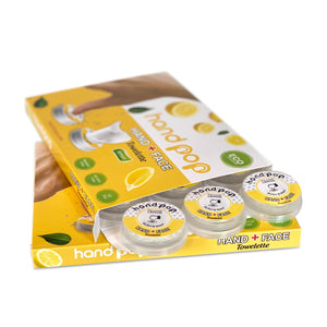 Hand Pop, Hand Wipes, Lemon Or Fresh Scent, 24 Single Use Wet Wipes Towelette, Alcohol Free Hand Wipes, Super Convenient Application, Hand Wipes Travel Size.